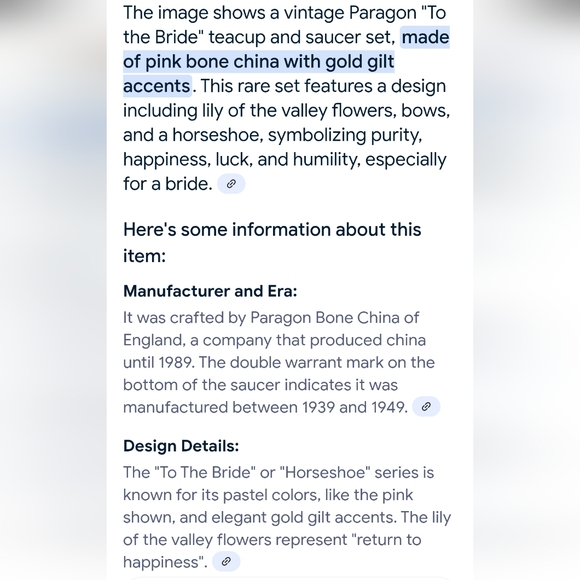 Gorgeous, Rare, "To the Bride" cup and saucer by Paragon. - Picture 9 of 9